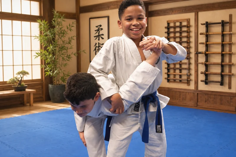 Young martial artists practising safely on the mats