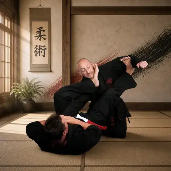 Ju-Jitsu ground arm-lock technique in controlled practice