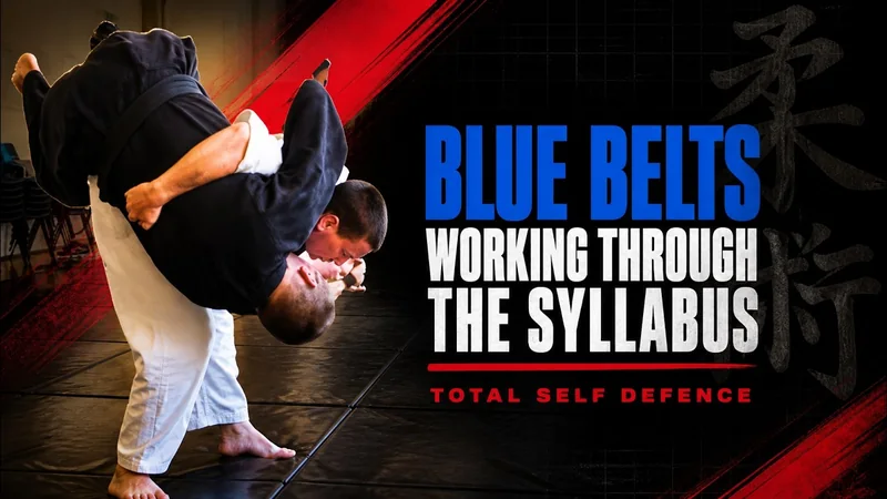 Blue belts Ross Hart and Kieran Hanlon working through the Ju-Jitsu syllabus